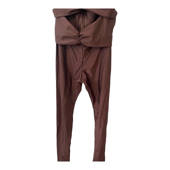 Ronny Kobo Delrey Strapless Cut Out Jumpsuit Catsuit Stretch Jersey Chocolate S - Picture 10 of 14